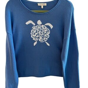 Women's Blue Turtle Design Sweater